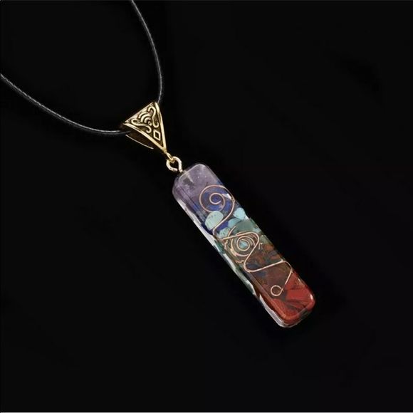Chakra 7 Natural Stones Energy Pendant Necklace - Picture 6 of 8